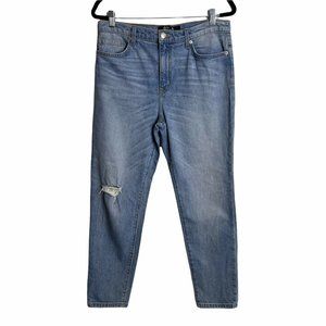 DTLA Brand Jeans High Rise Ankle Cropped Rip Jeans